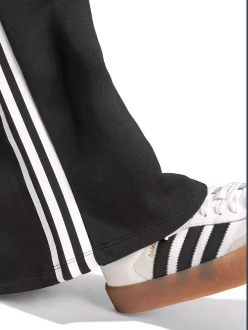 ADIDAS Adicolor 3-Stripes Loose French Terry Wide Leg Pants black w. white lines - Picture 3 of 5